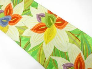 アンティーク　花模様織り出し袋帯（材料）